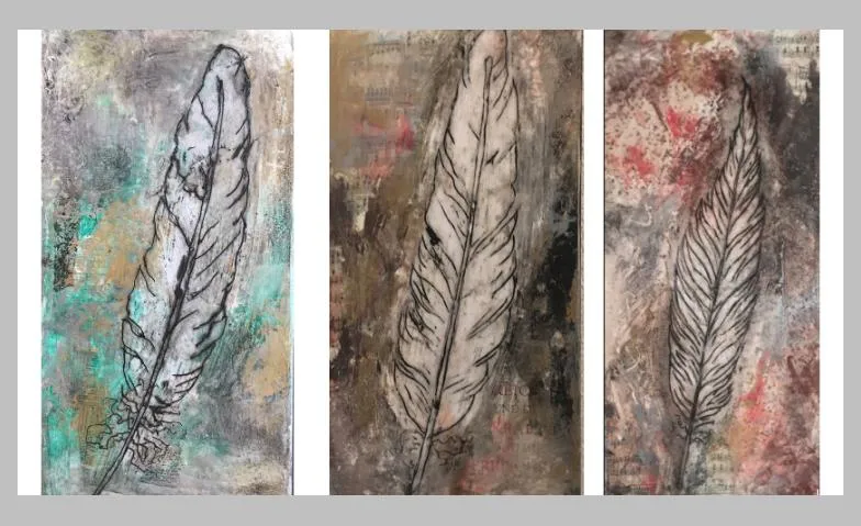 Kunstwerke mit Collage und Wachs