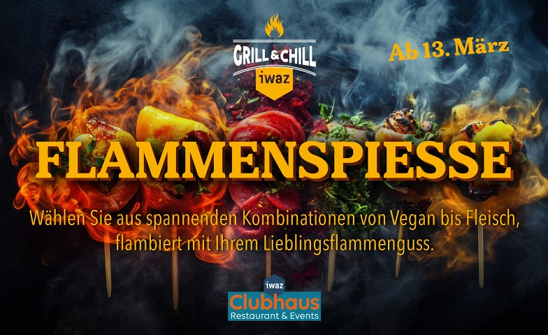 Flammenspiesse im Restaurant iwaz Clubhaus