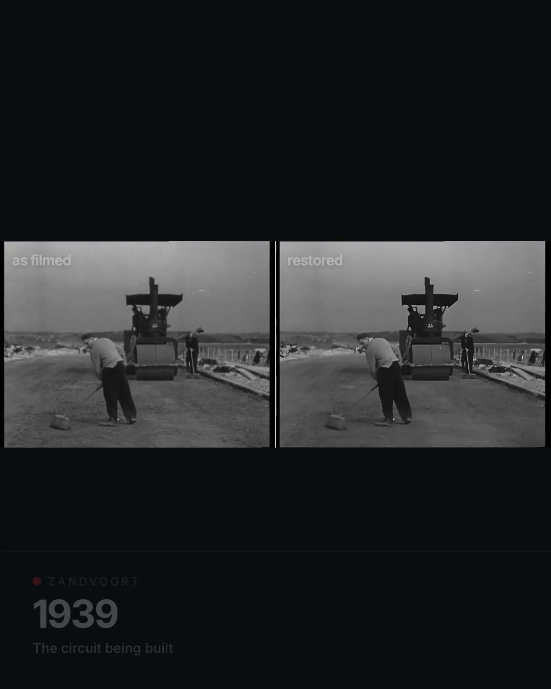 Old racing footage, half archived scan and half restored