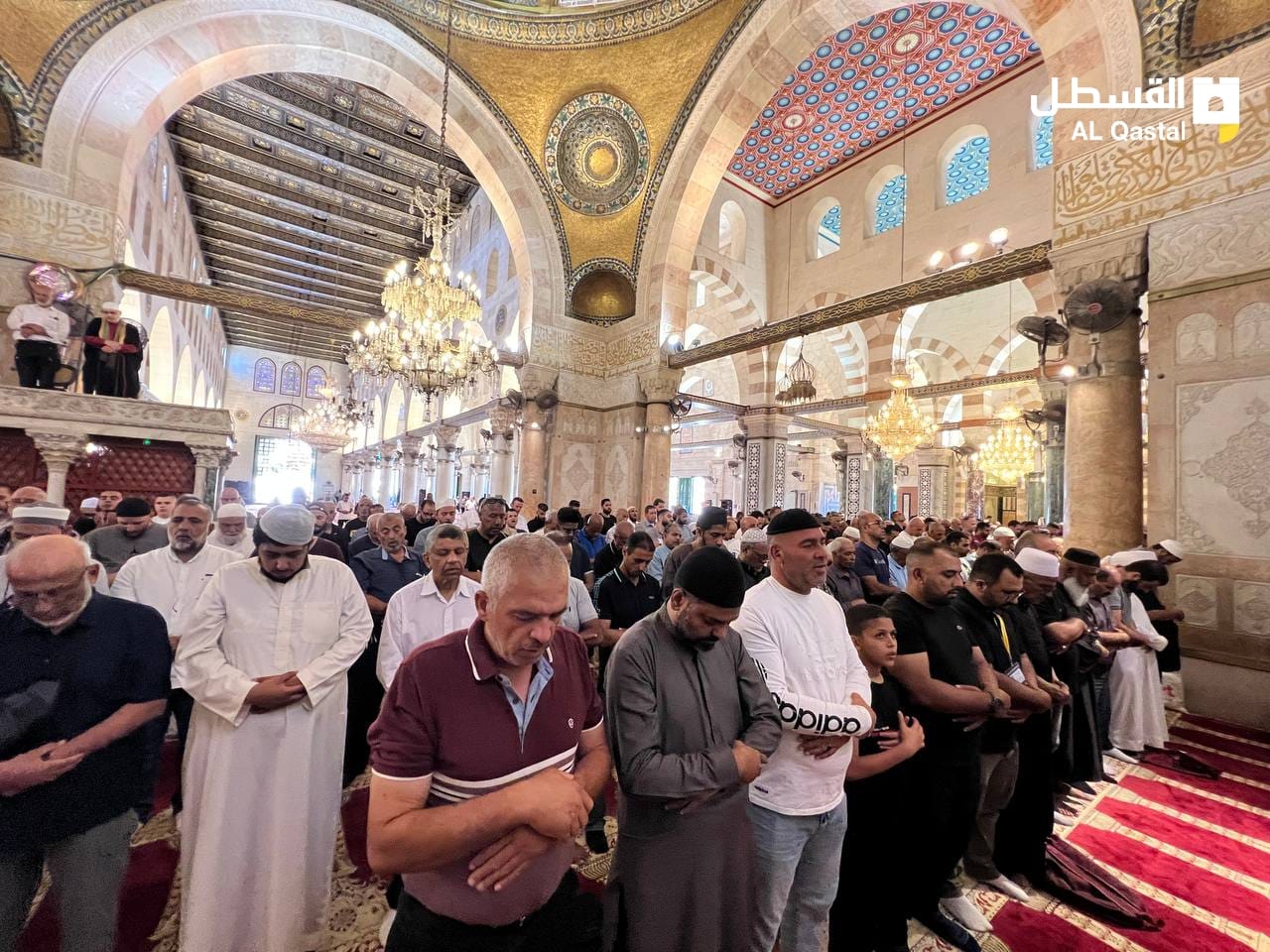 بالصور| أداء صلاة الظهر في المصلى القبلي بالمسجد الأقصى