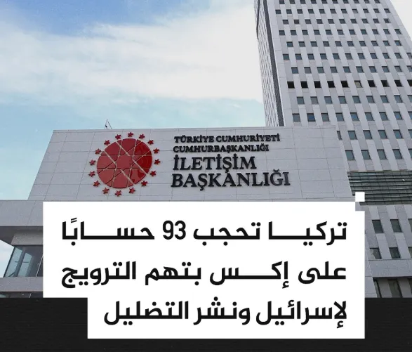 تركيا تحجب الوصول إلى 93 حسابًا على «إكس» بتهمة الترويج لإسرائيل