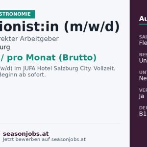 Rezeptionist:in (m/w/d) — Salzburg, Salzburg