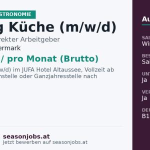 Leitung Küche (m/w/d) — Altaussee, Steiermark