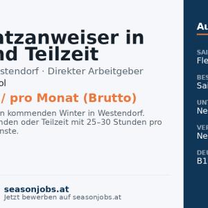 Parkplatzanweiser in Voll- und Teilzeit (m/w/d) — Westendorf, Tirol