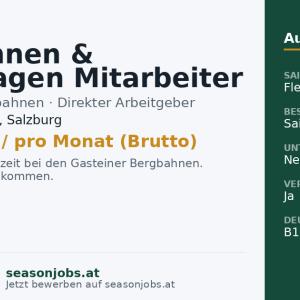 Seilbahnen & Liftanlagen Mitarbeiter (m/w/d) — Bad Hofgastein, Salzburg