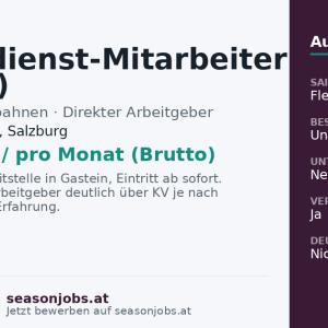 Pistendienst-Mitarbeiter (m/w/d) — Bad Hofgastein, Salzburg