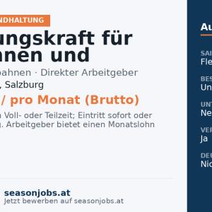 Reinigungskraft für Seilbahnen und Liftanlagen (m/w/d) — Bad Hofgastein, Salzburg