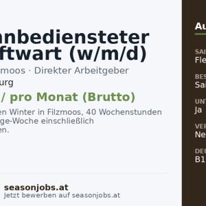 Seilbahnbediensteter oder Liftwart (w/m/d) — Filzmoos, Salzburg