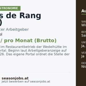 Commis de Rang (m/w/d) — Kaltenbach, Tirol