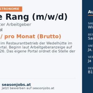 Chef de Rang (m/w/d) — Kaltenbach, Tirol