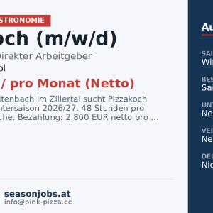 Pizzakoch (m/w/d) — Kaltenbach, Tirol
