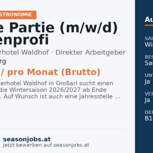 Chef de Partie (m/w/d) - Küchenprofi — Großarl, Salzburg