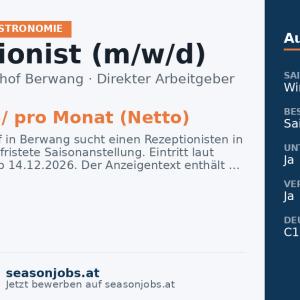 Rezeptionist (m/w/d) — Berwang, Tirol