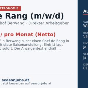 Chef de Rang (m/w/d) — Berwang, Tirol