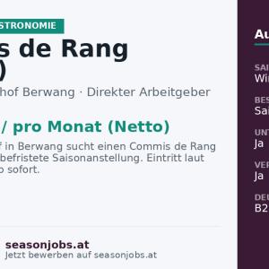 Commis de Rang (m/w/d) — Berwang, Tirol