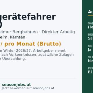 Pistengerätefahrer (m/w/d) — Bad Kleinkirchheim, Kärnten