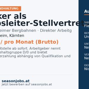 Techniker als Betriebsleiter-Stellvertretung (m/w/d) — Bad Kleinkirchheim, Kärnten