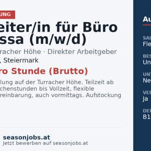 Mitarbeiter/in für Büro und Kassa (m/w/d) — Turracher Höhe, Steiermark