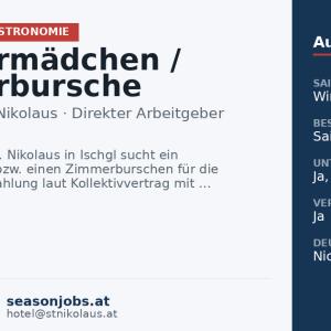 Zimmermädchen / Zimmerbursche (m/w/d) – Wintersaison — Ischgl, Tirol