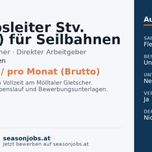 Betriebsleiter Stv. (m/w/d) für Seilbahnen — Flattach, Kärnten