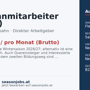 Seilbahnmitarbeiter (m/w/d) — Alpbach, Tirol