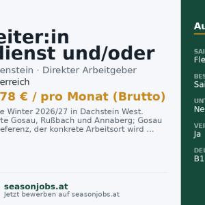 Mitarbeiter:in Pistendienst und/oder Pistenrettung für die Wintersaison 2026/27 — Gosau, Oberösterreich