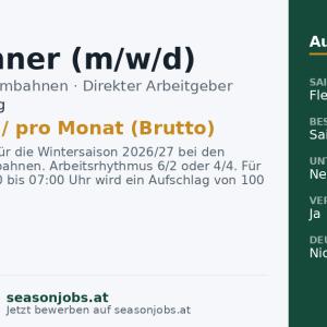 Seilbahner (m/w/d) — Rauris, Salzburg