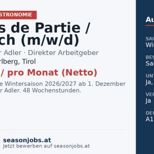 Commis de Partie / Jungkoch (m/w/d) — St. Anton am Arlberg, Tirol