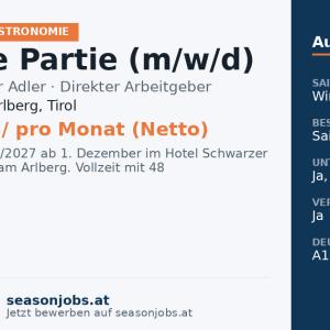 Chef de Partie (m/w/d) — St. Anton am Arlberg, Tirol