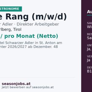 Chef de Rang (m/w/d) — St. Anton am Arlberg, Tirol