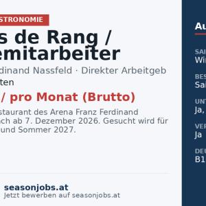 Commis de Rang / Servicemitarbeiter (m/w/d) — Tröpolach, Kärnten