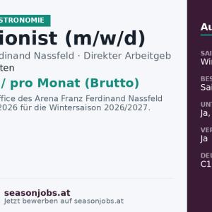 Rezeptionist (m/w/d) — Tröpolach, Kärnten