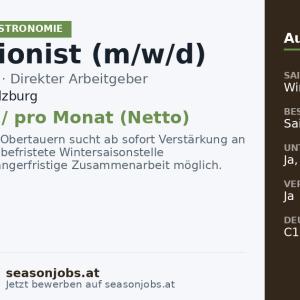 Rezeptionist (m/w/d) — Obertauern, Salzburg