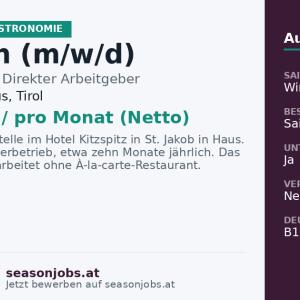 Beikoch (m/w/d) — St. Jakob in Haus, Tirol