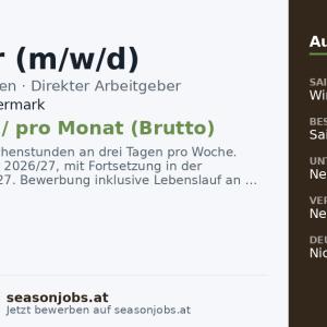 Kassier (m/w/d) — Altaussee, Steiermark