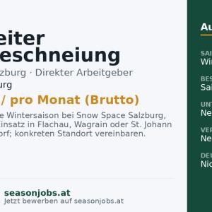 Mitarbeiter Piste/Beschneiung (m/w/d) Wintersaison — Wagrain, Salzburg