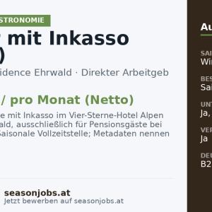 Kellner mit Inkasso (m/w/d) — Ehrwald, Tirol
