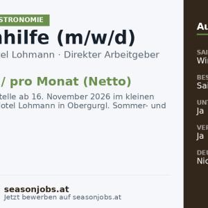 Küchenhilfe (m/w/d) — Obergurgl, Tirol