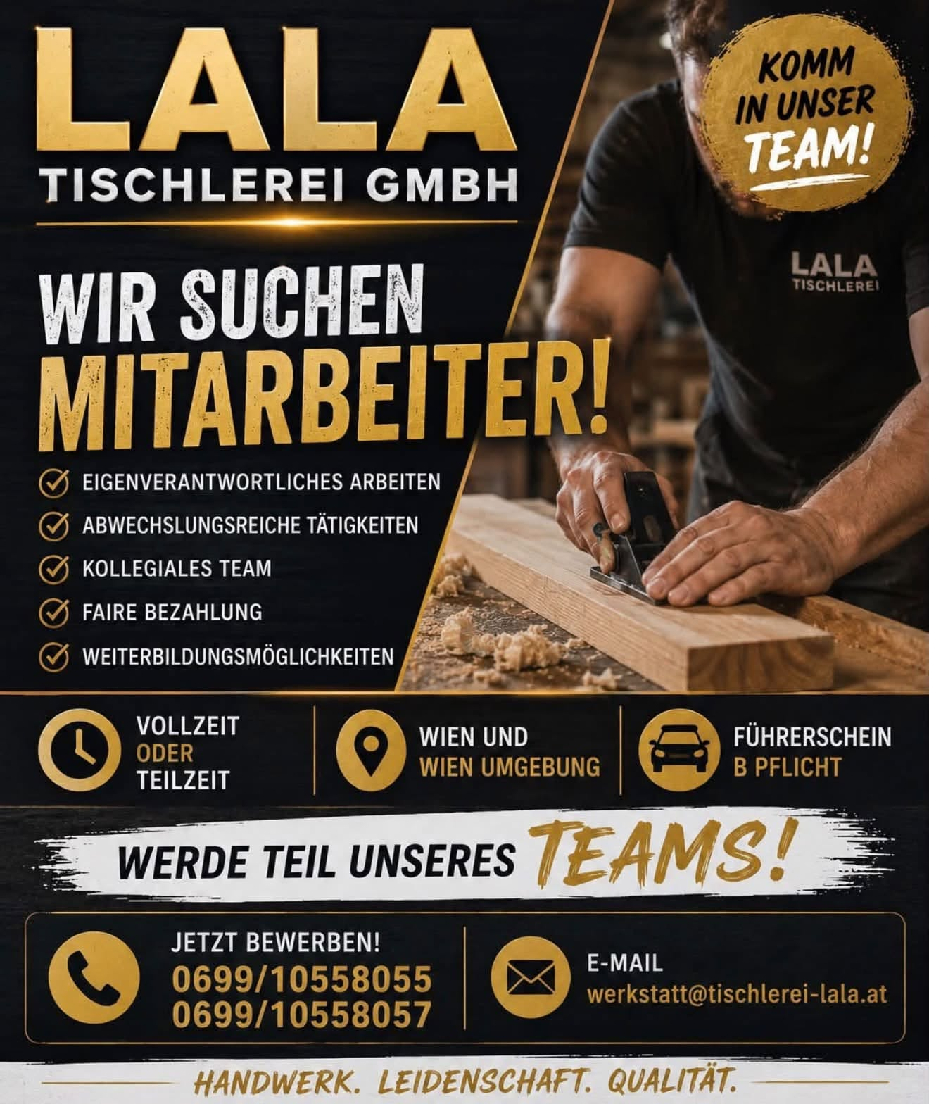 Mitarbeiter (m/w/d) Tischlerei — Wien, Wien