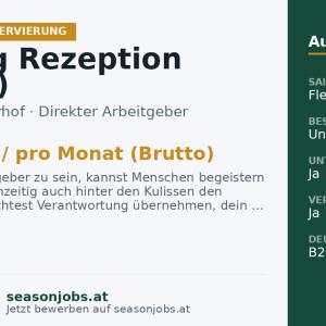 Leitung Rezeption (m/w/d) — Gerlos, Tirol