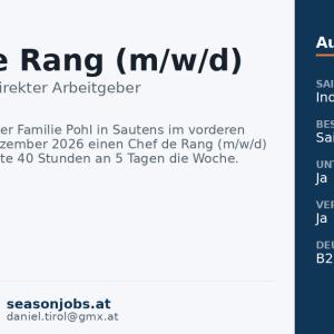 Chef de Rang (m/w/d) — Sautens, Tirol