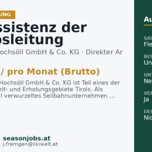 Teamassistenz der Betriebsleitung (m/w/d) – Teilzeit — Söll, Tirol