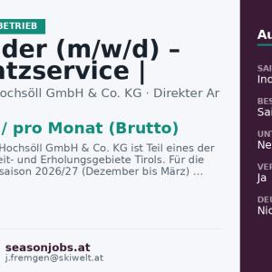 Allrounder (m/w/d) – Parkplatzservice | Kinderland | Nachtbetrieb — Söll, Tirol