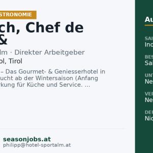 Jungkoch, Chef de Partie & Servicemitarbeiter (m/w/d) — Kirchberg in Tirol, Tirol