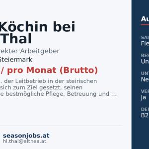 Koch / Köchin bei Althea Thal — Dobl-Zwaring, Steiermark