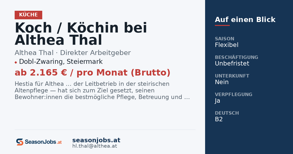 Cook at Althea Thal — Dobl-Zwaring, Steiermark