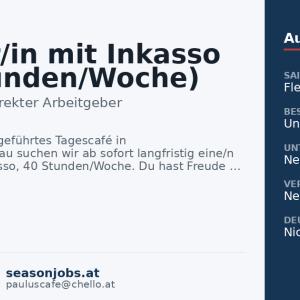Kellner/in mit Inkasso (40 Stunden/Woche) — Innsbruck, Tirol