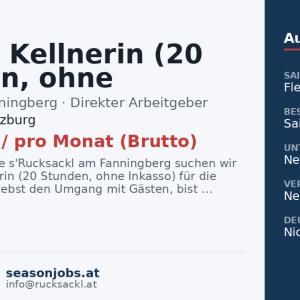 Teilzeit Kellnerin (20 Stunden, ohne Inkasso) — Weißpriach, Salzburg