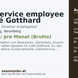 Sales service employee for Café Gotthard (m/w/d) — Lech am Arlberg, Vorarlberg