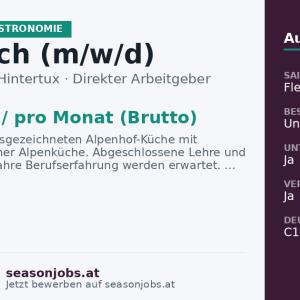 Jungkoch (m/w/d) — Tux, Tirol